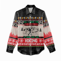Hiking Christmas Women Casual Shirt with Mountains Trees and Winter Holiday Pattern - Wonder Print Shop