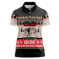 Hiking Christmas Women Polo Shirt with Mountains Trees and Winter Holiday Pattern - Wonder Print Shop