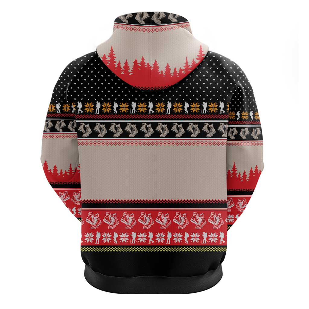 Hiking Christmas Zip Hoodie with Mountains Trees and Winter Holiday Pattern - Wonder Print Shop