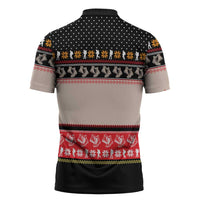 Hiking Christmas Zipper Polo Shirt with Mountains Trees and Winter Holiday Pattern - Wonder Print Shop