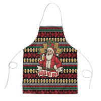 Santa Hold My Beer Christmas Apron with Beer Mugs and Holiday Pattern - Wonder Print Shop