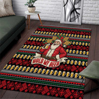 Santa Hold My Beer Christmas Area Rug with Beer Mugs and Holiday Pattern - Wonder Print Shop