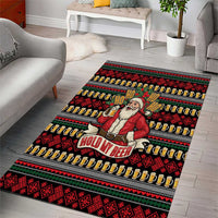 Santa Hold My Beer Christmas Area Rug with Beer Mugs and Holiday Pattern - Wonder Print Shop