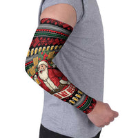Santa Hold My Beer Christmas Arm Sleeves with Beer Mugs and Holiday Pattern - Wonder Print Shop