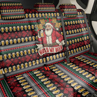 Santa Hold My Beer Christmas Back Car Seat Cover with Beer Mugs and Holiday Pattern - Wonder Print Shop