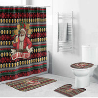 Santa Hold My Beer Christmas Bathroom Set with Beer Mugs and Holiday Pattern - Wonder Print Shop