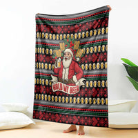 Santa Hold My Beer Christmas Blanket with Beer Mugs and Holiday Pattern - Wonder Print Shop