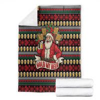 Santa Hold My Beer Christmas Blanket with Beer Mugs and Holiday Pattern - Wonder Print Shop
