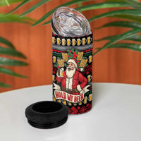 Santa Hold My Beer Christmas 4 in 1 Can Cooler Tumbler with Beer Mugs and Holiday Pattern - Wonder Print Shop