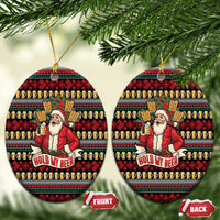 Santa Hold My Beer Christmas Ceramic Ornament with Beer Mugs and Holiday Pattern - Wonder Print Shop