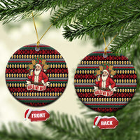 Santa Hold My Beer Christmas Ceramic Ornament with Beer Mugs and Holiday Pattern - Wonder Print Shop