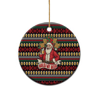 Santa Hold My Beer Christmas Ceramic Ornament with Beer Mugs and Holiday Pattern - Wonder Print Shop