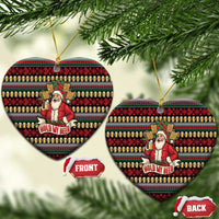 Santa Hold My Beer Christmas Ceramic Ornament with Beer Mugs and Holiday Pattern - Wonder Print Shop