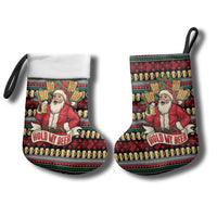 Santa Hold My Beer Christmas Stocking with Beer Mugs and Holiday Pattern - Wonder Print Shop