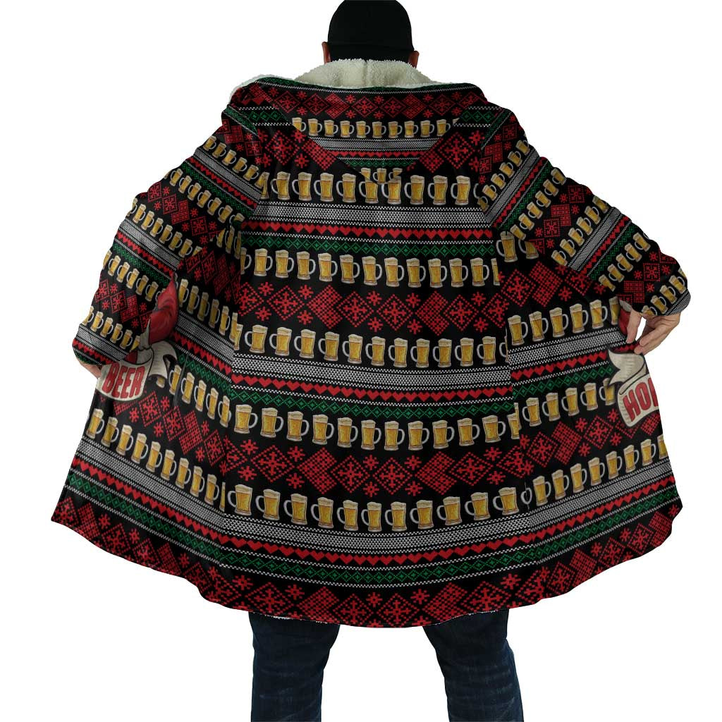 Santa Hold My Beer Christmas Cloak with Beer Mugs and Holiday Pattern - Wonder Print Shop
