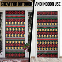 Santa Hold My Beer Christmas Door Cover with Beer Mugs and Holiday Pattern - Wonder Print Shop