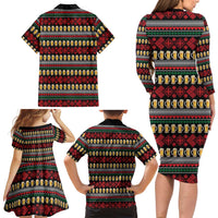Santa Hold My Beer Christmas Family Matching Long Sleeve Bodycon Dress and Hawaiian Shirt with Beer Mugs and Holiday Pattern - Wonder Print Shop