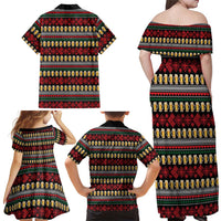 Santa Hold My Beer Christmas Family Matching Off Shoulder Maxi Dress and Hawaiian Shirt with Beer Mugs and Holiday Pattern - Wonder Print Shop