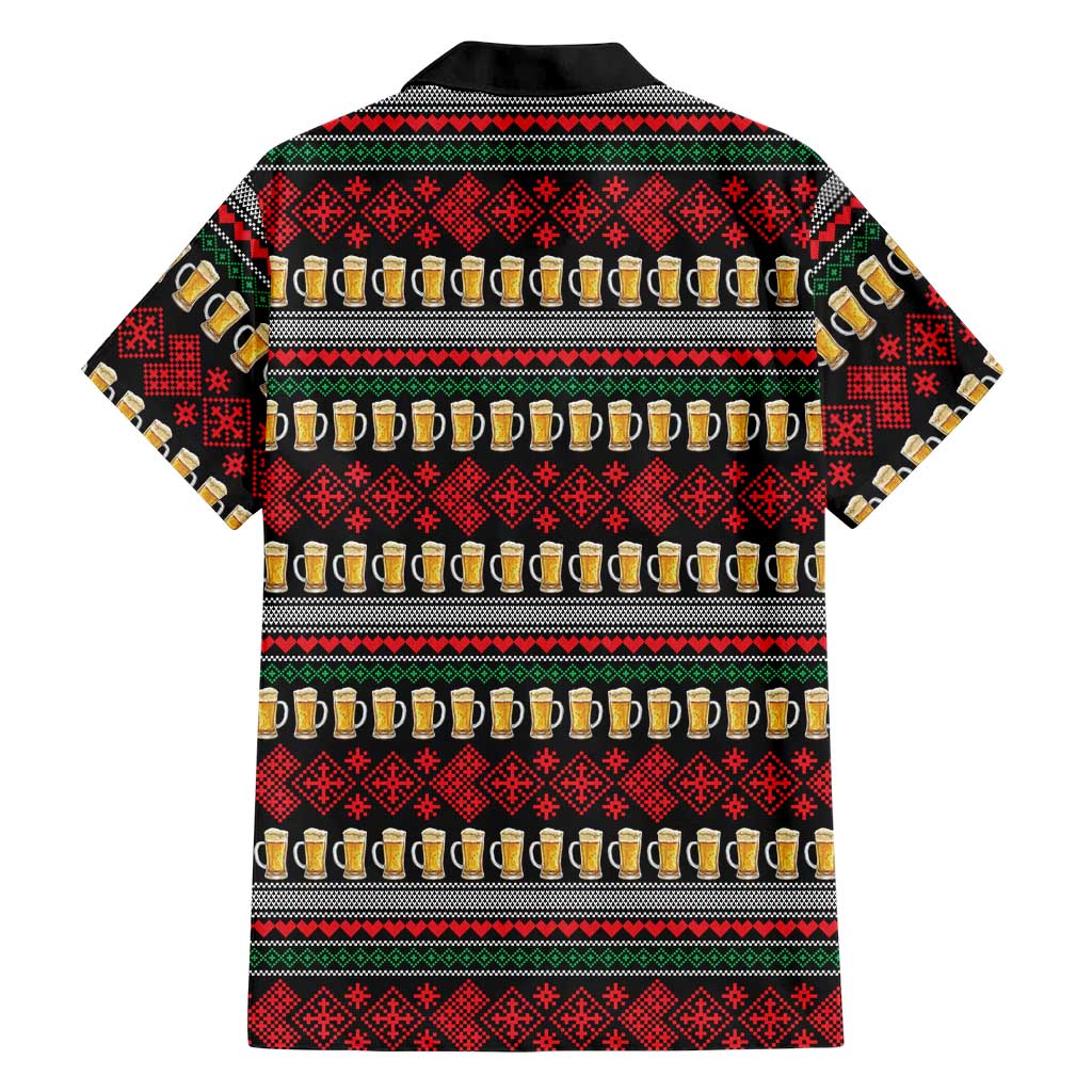 Santa Hold My Beer Christmas Family Matching Puletasi and Hawaiian Shirt with Beer Mugs and Holiday Pattern - Wonder Print Shop