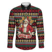 Santa Hold My Beer Christmas Family Matching Puletasi and Hawaiian Shirt with Beer Mugs and Holiday Pattern - Wonder Print Shop