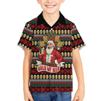 Santa Hold My Beer Christmas Family Matching Summer Maxi Dress and Hawaiian Shirt with Beer Mugs and Holiday Pattern - Wonder Print Shop