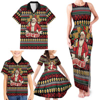 Santa Hold My Beer Christmas Family Matching Tank Maxi Dress and Hawaiian Shirt with Beer Mugs and Holiday Pattern - Wonder Print Shop