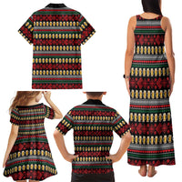 Santa Hold My Beer Christmas Family Matching Tank Maxi Dress and Hawaiian Shirt with Beer Mugs and Holiday Pattern - Wonder Print Shop