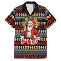 Santa Hold My Beer Christmas Family Matching Tank Maxi Dress and Hawaiian Shirt with Beer Mugs and Holiday Pattern - Wonder Print Shop