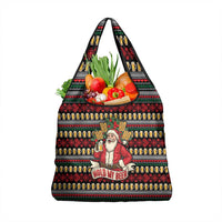 Santa Hold My Beer Christmas Grocery Bag with Beer Mugs and Holiday Pattern - Wonder Print Shop