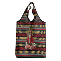 Santa Hold My Beer Christmas Grocery Bag with Beer Mugs and Holiday Pattern - Wonder Print Shop