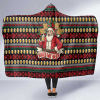 Santa Hold My Beer Christmas Hooded Blanket with Beer Mugs and Holiday Pattern - Wonder Print Shop