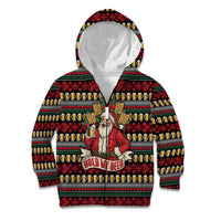 Santa Hold My Beer Christmas Kid Hoodie with Beer Mugs and Holiday Pattern - Wonder Print Shop