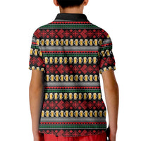 Santa Hold My Beer Christmas Kid Polo Shirt with Beer Mugs and Holiday Pattern - Wonder Print Shop