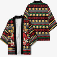 Santa Hold My Beer Christmas Kimono with Beer Mugs and Holiday Pattern - Wonder Print Shop