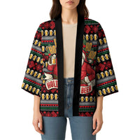 Santa Hold My Beer Christmas Kimono with Beer Mugs and Holiday Pattern - Wonder Print Shop