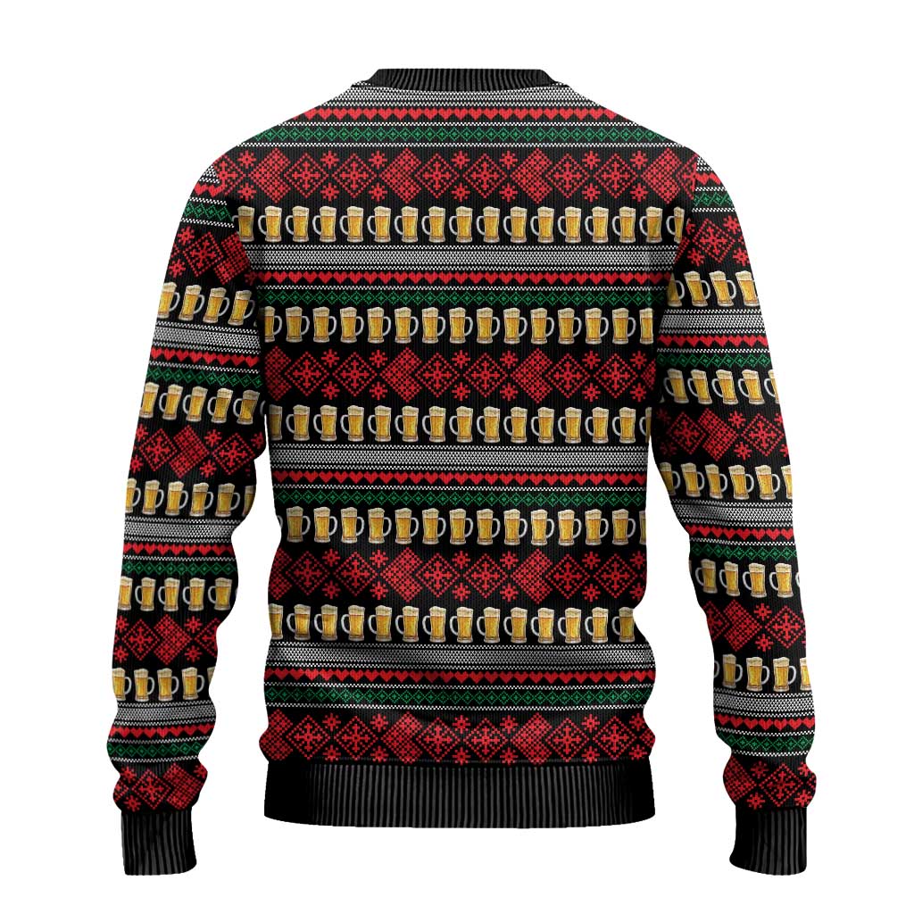 Santa Hold My Beer Christmas Ugly Christmas Sweater with Beer Mugs and Holiday Pattern - Wonder Print Shop