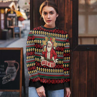 Santa Hold My Beer Christmas Ugly Christmas Sweater with Beer Mugs and Holiday Pattern - Wonder Print Shop