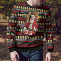 Santa Hold My Beer Christmas Ugly Christmas Sweater with Beer Mugs and Holiday Pattern - Wonder Print Shop