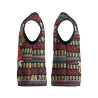 Santa Hold My Beer Christmas Knitted V-Neck Vest with Beer Mugs and Holiday Pattern - Wonder Print Shop