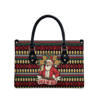 Santa Hold My Beer Christmas Leather Bag with Beer Mugs and Holiday Pattern - Wonder Print Shop