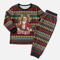 Santa Hold My Beer Christmas Pajama Set with Beer Mugs and Holiday Pattern - Wonder Print Shop