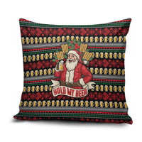 Santa Hold My Beer Christmas Pillow Cover with Beer Mugs and Holiday Pattern - Wonder Print Shop