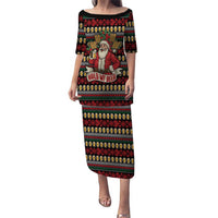 Santa Hold My Beer Christmas Puletasi with Beer Mugs and Holiday Pattern - Wonder Print Shop