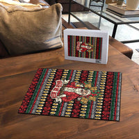 Santa Hold My Beer Christmas Puzzle with Beer Mugs and Holiday Pattern - Wonder Print Shop
