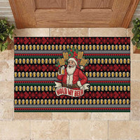 Santa Hold My Beer Christmas Rubber Doormat with Beer Mugs and Holiday Pattern - Wonder Print Shop