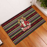 Santa Hold My Beer Christmas Rubber Doormat with Beer Mugs and Holiday Pattern - Wonder Print Shop