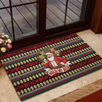 Santa Hold My Beer Christmas Rubber Doormat with Beer Mugs and Holiday Pattern - Wonder Print Shop