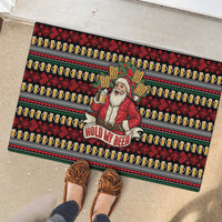 Santa Hold My Beer Christmas Rubber Doormat with Beer Mugs and Holiday Pattern - Wonder Print Shop