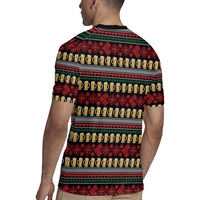 Santa Hold My Beer Christmas Rugby Jersey with Beer Mugs and Holiday Pattern - Wonder Print Shop