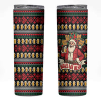 Santa Hold My Beer Christmas Skinny Tumbler with Beer Mugs and Holiday Pattern - Wonder Print Shop